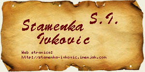 Stamenka Ivković vizit kartica